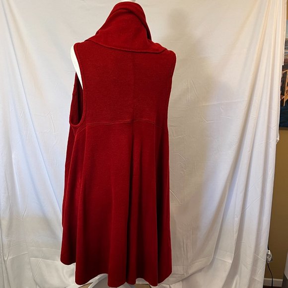 Sleeveless acrylic swing red brick cardigan sweater - Picture 5 of 6